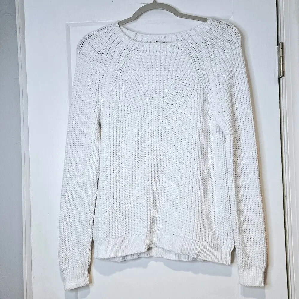 Equipment Femme White Ribbed Knit Sweater Crewneck Size M
